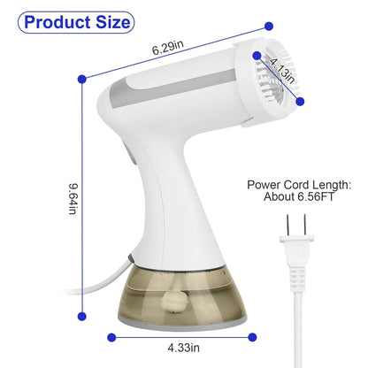 Skorter | 1500W Clothes Steamer Portable Handheld Fabric Sprayer with Lint Brush Removable 350ml Water Tank