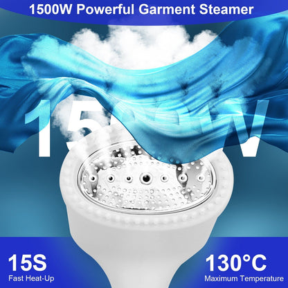 Skorter | 1500W Clothes Steamer Portable Handheld Fabric Sprayer with Lint Brush Removable 350ml Water Tank