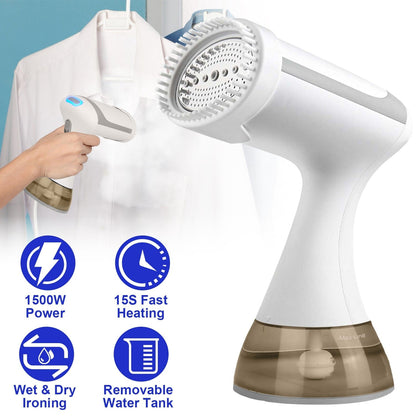Skorter | 1500W Clothes Steamer Portable Handheld Fabric Sprayer with Lint Brush Removable 350ml Water Tank