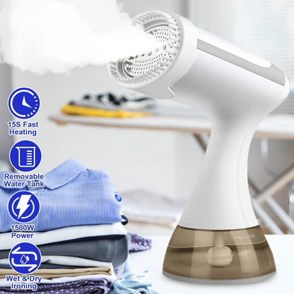 Skorter | 1500W Clothes Steamer Portable Handheld Fabric Sprayer with Lint Brush Removable 350ml Water Tank