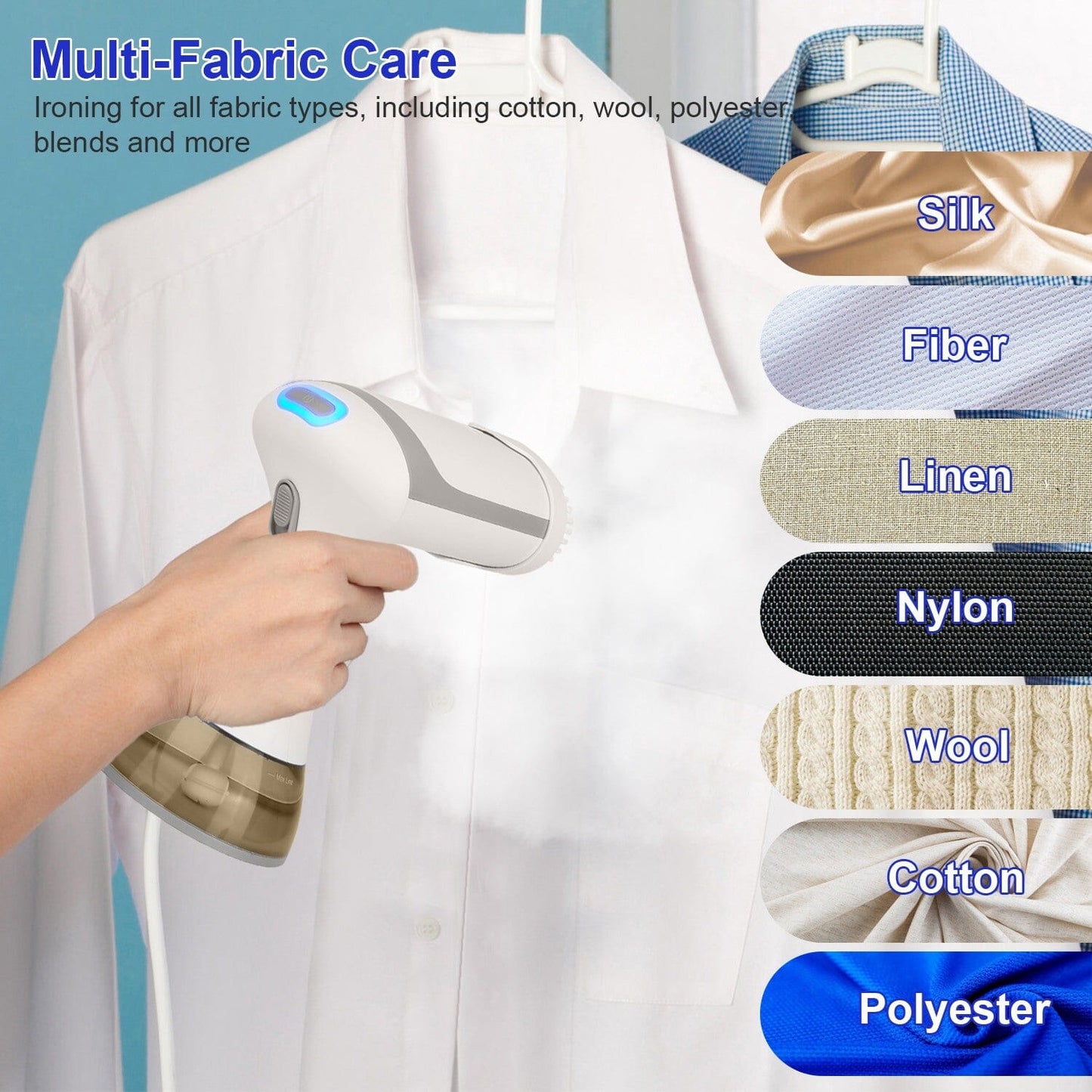 Skorter | 1500W Clothes Steamer Portable Handheld Fabric Sprayer with Lint Brush Removable 350ml Water Tank