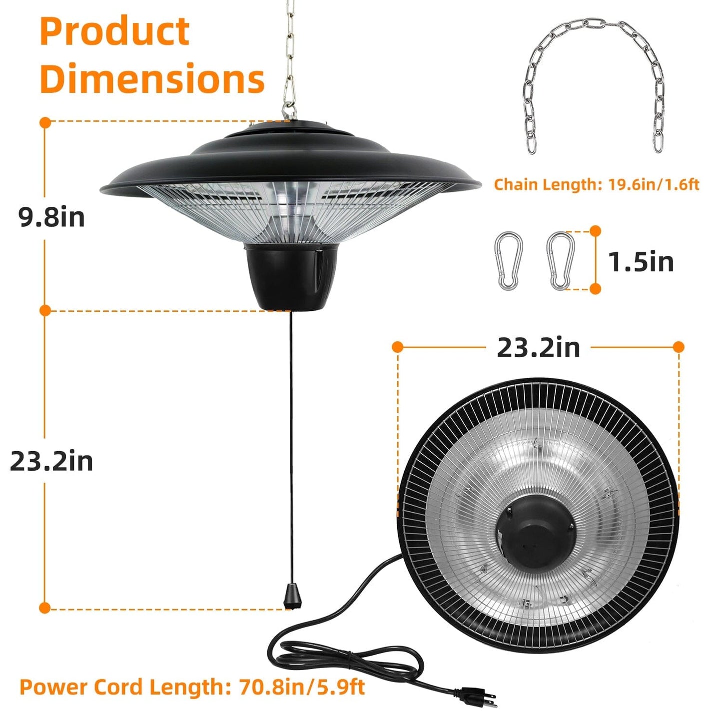 Skorter | 1500W Outdoor Hanging Terrace Ultra-Quiet Electric Heat Lamp