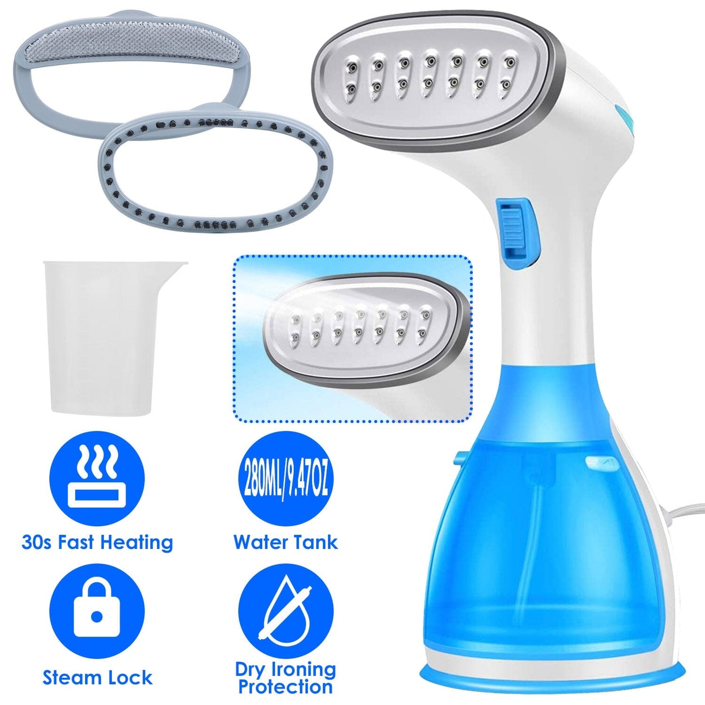 Skorter | 1500W Portable Handheld Clothing Steamer with 2 Brushes