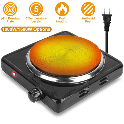Skorter | 1500W Portable Hot Plate Cooker Countertop with Slip-Resistant Rubber