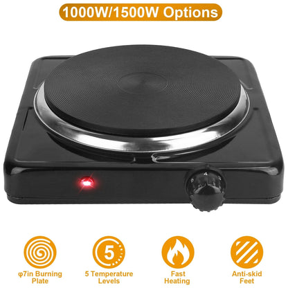 Skorter | 1500W Portable Hot Plate Cooker Countertop with Slip-Resistant Rubber