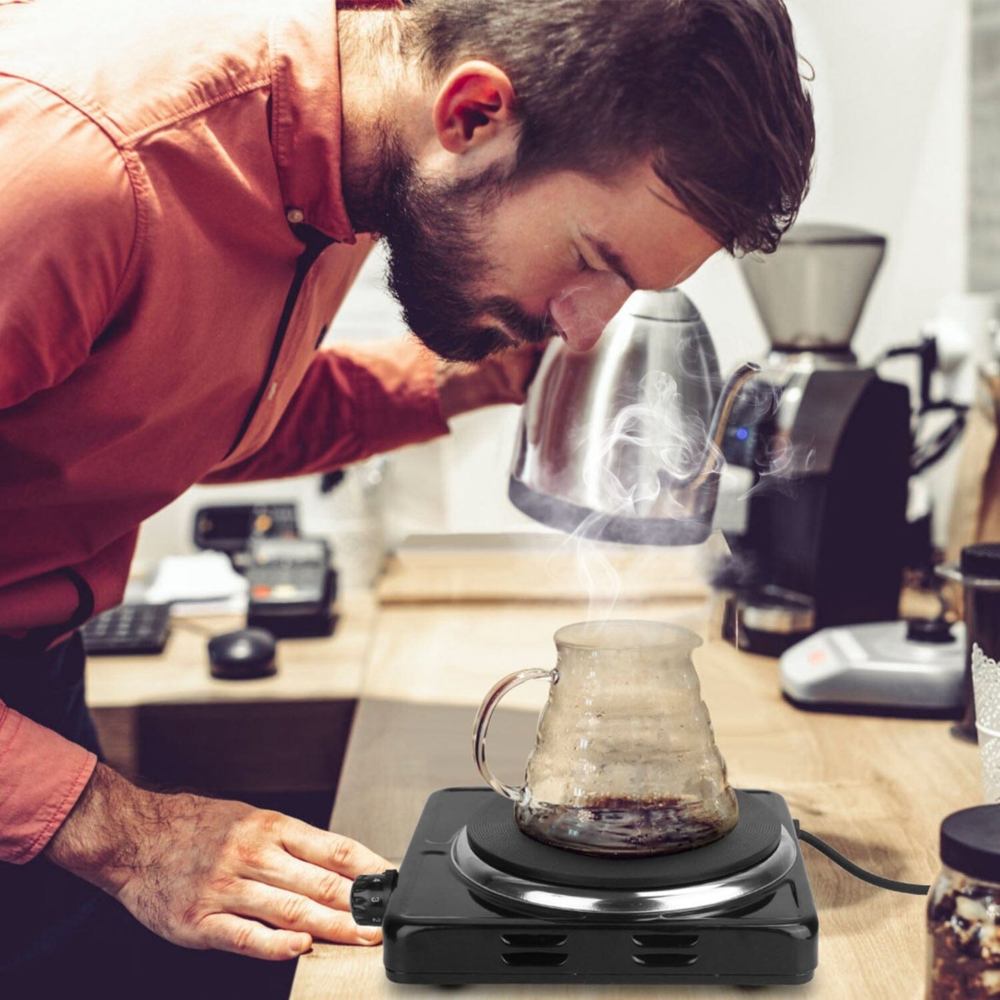 Skorter | 1500W Portable Hot Plate Cooker Countertop with Slip-Resistant Rubber