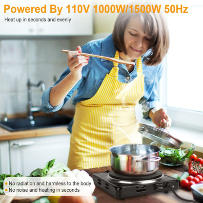 Skorter | 1500W Portable Hot Plate Cooker Countertop with Slip-Resistant Rubber