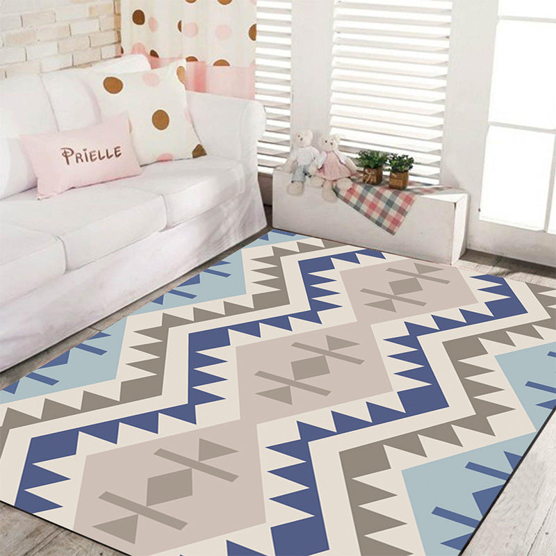 Skorter | Banded Geometric Southwestern Rug Tribal Navajo Rug Polyester Washable Non-Slip Stain-Resistant Area Rug for Bedroom