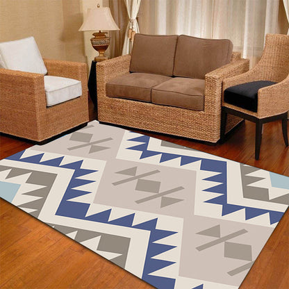 Skorter | Banded Geometric Southwestern Rug Tribal Navajo Rug Polyester Washable Non-Slip Stain-Resistant Area Rug for Bedroom