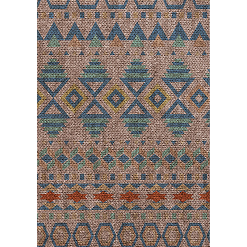 Skorter | Braided rustic American rug brown washable area rug for bedroom geometric hunting stain-resistant rug