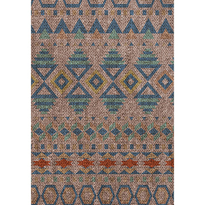 Skorter | Braided rustic American rug brown washable area rug for bedroom geometric hunting stain-resistant rug