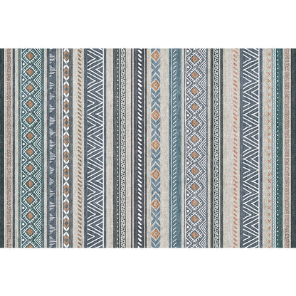Skorter | Bohemian Style Indoor Rug Striped Geometric Shine Rug with Zigzag Lines and Diamond Synthetic Non-Slip Rug