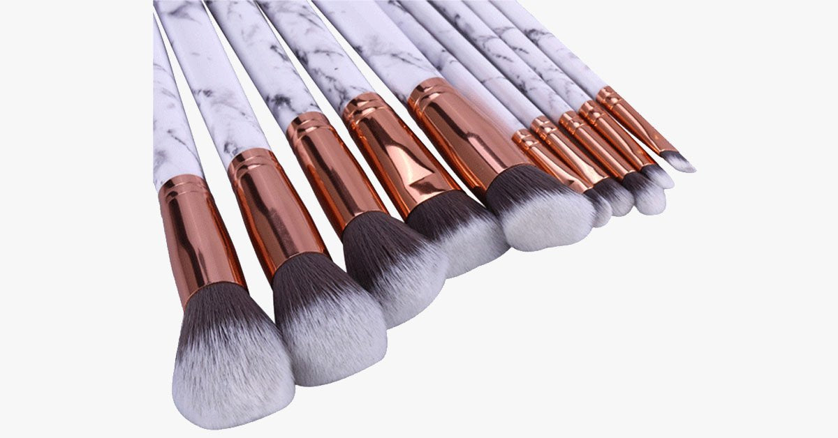 Skorter | Chic Brush Set with Marble Handle - Versatile Luxuriously Looking Brushes