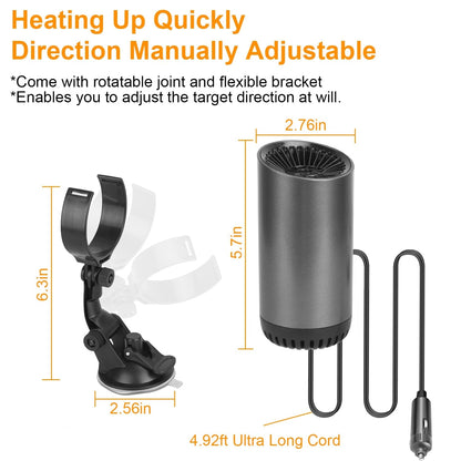 Skorter | 150W Portable Car Heater 2-in-1 Heating Cooling Fan Rotatable Defroster Tinetjener