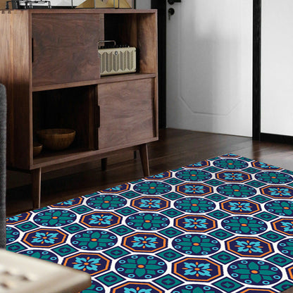 Skorter | Eastern geometric floral pattern rug in green Moroccan rug polyester non-slip backing rug for bedroom