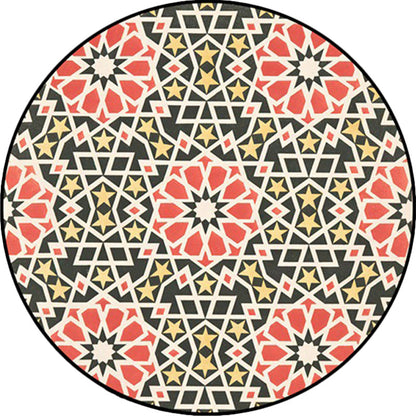 Skorter | American Southwest Star Flower Carpet Red and Black Polyester Rug Non-Slip Back Carpet for Bedroom