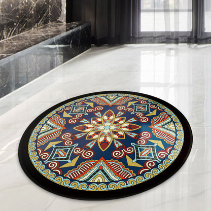 Skorter | Blue and Black Americana Rug Polyester Southwestern Rug non-slip backing Rug for Bedroom