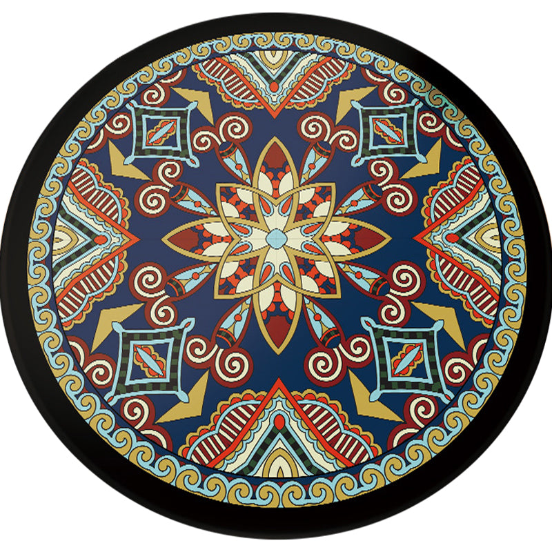 Skorter | Blue and Black Americana Rug Polyester Southwestern Rug non-slip backing Rug for Bedroom