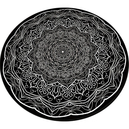 Skorter | American Southwestern Carpet Black and White Polyester Carpet Washable Area Rug for Living Room