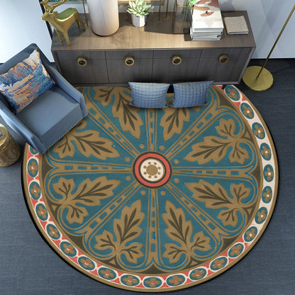 Skorter | Blue Americana Rug Polyester Southwestern Leaf Rug with Non-Slip Back for the Bedroom