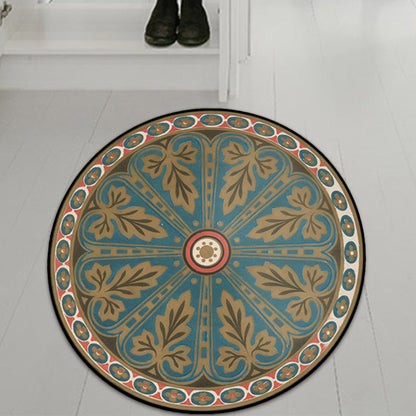 Skorter | Blue Americana Rug Polyester Southwestern Leaf Rug with Non-Slip Back for the Bedroom