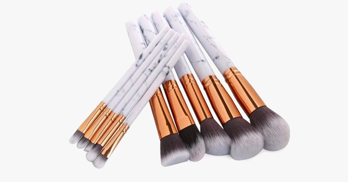 Skorter | Chic Brush Set with Marble Handle - Versatile Luxuriously Looking Brushes