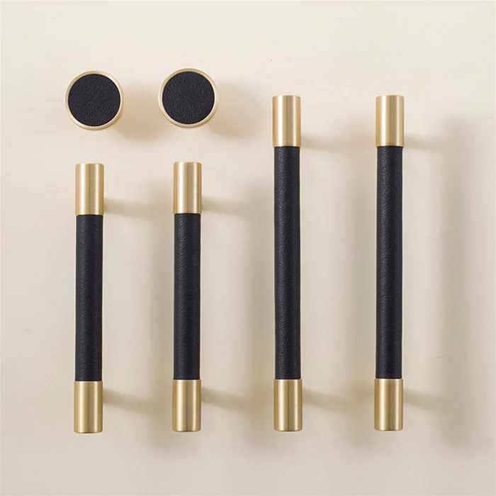 Skorter | Brass Solid Leather Handmade Cabinet Handles Drawer Inserts