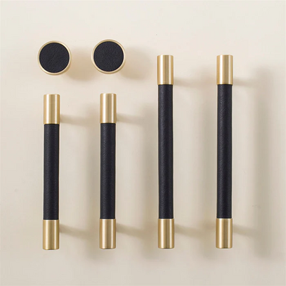 Skorter | Brass Solid Leather Handmade Cabinet Handles Drawer Inserts