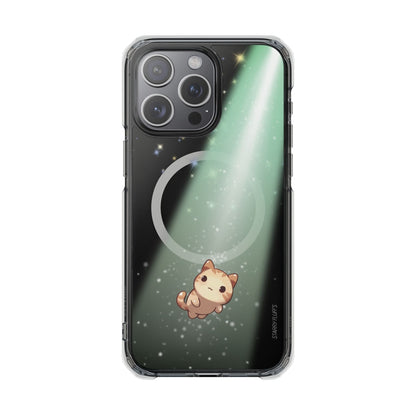 Skorter | Fluff's - Cosmo the Cat Beaming in Space Magnetic Clear Case for iPhone Series