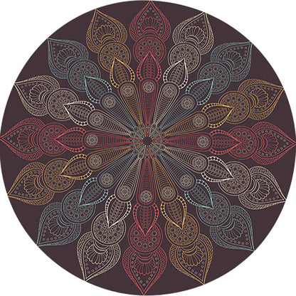 Skorter | Dark brown Moroccan rug flannel floral pattern rug washable non-slip backing rug for the living room