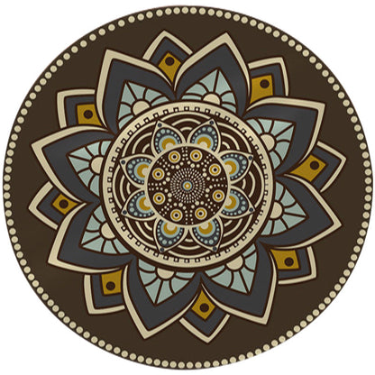 Skorter | Dark brown Moroccan rug flannel floral pattern rug washable non-slip backing rug for the living room