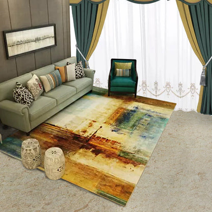 Skorter | Creative Abstract Rug Brown Modern Rug Polyester Washable Area Rug for Bedroom