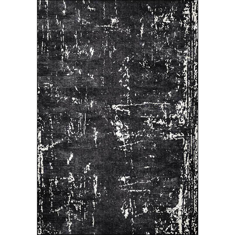 Skorter | Black Industrial Floor Rug Polyester Abstract Rug Washable Non-Slip Underlay Flooring for Living Room