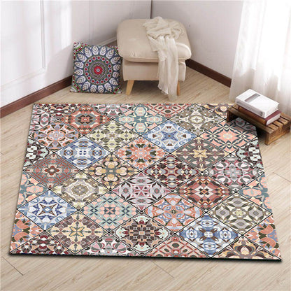 Skorter | American Moroccan carpet in pink diamond geometric floral pattern carpet polyester non-slip carpet for home decor