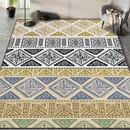 Skorter | Colorful Bedroom Rug Southwestern Geometry Stripes Diamond Pattern Area Rug Polyester Machine Washable Rug