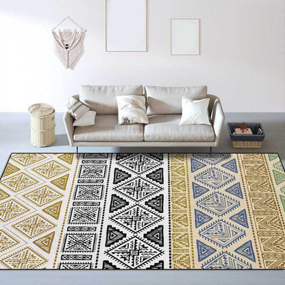 Skorter | Colorful Bedroom Rug Southwestern Geometry Stripes Diamond Pattern Area Rug Polyester Machine Washable Rug