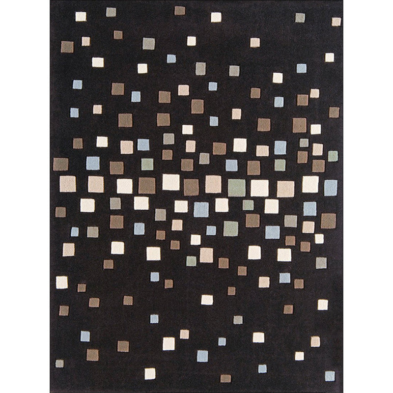 Skorter | Black Bedroom Rug New Plaid Pattern Rug Polyester Non-Slip Backing Pet-Friendly Rug