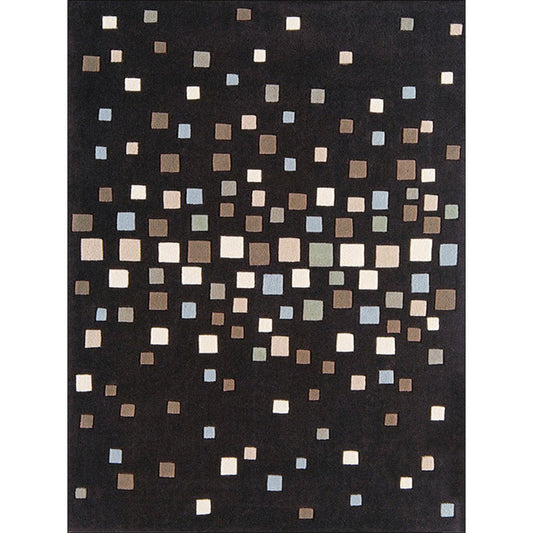 Skorter | Black Bedroom Rug New Plaid Pattern Rug Polyester Non-Slip Backing Pet-Friendly Rug