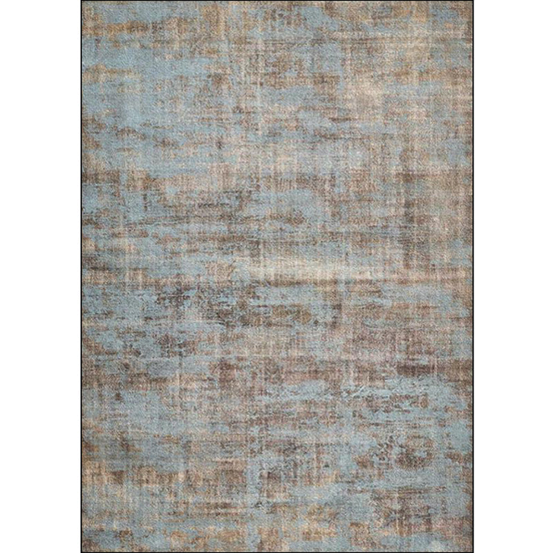 Skorter | Brown and blue industrial rug polyester abstract rug washable non-slip backing rug for the living room