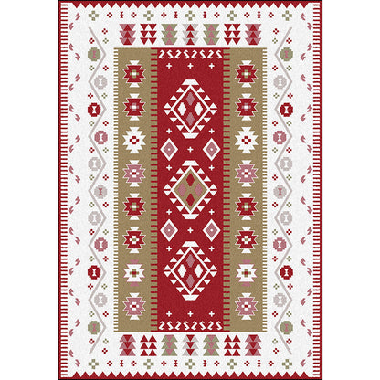 Skorter | Base Southwest Carpet in Red and White Diamond Wave Pattern Carpet Polyester Pet-Friendly Carpet for Home Decor