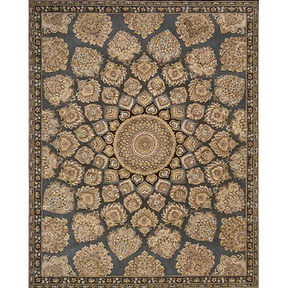 Skorter | Brown Bedroom Rug Southwestern Floral Circle Geometric Pattern Area Rug Polyester Stain-Resistant Rug