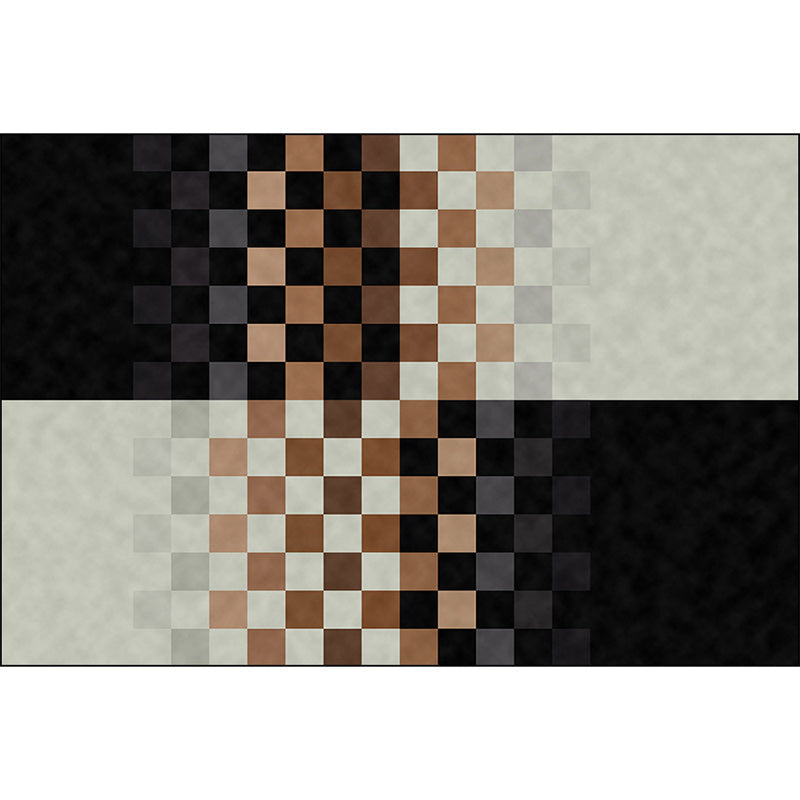 Skorter | Black and ivory bedroom carpet novelty mosaic color block pattern rug polyester non-slip washable carpet