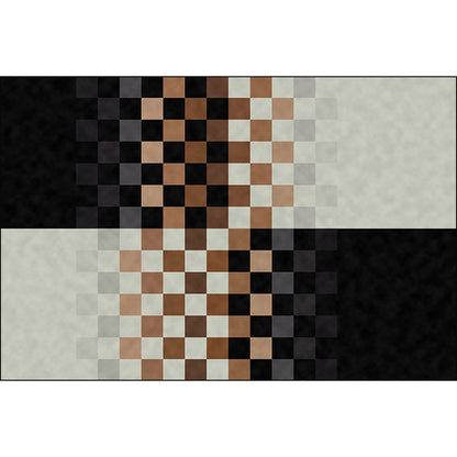 Skorter | Black and ivory bedroom carpet novelty mosaic color block pattern rug polyester non-slip washable carpet