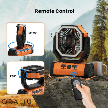 Skorter | 3-in-1 Camping Fan with LED Light & 20000mAh Power Bank – USB Rechargeable & Wireless