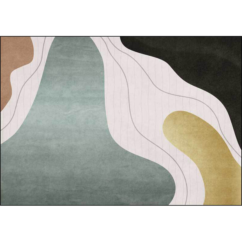 Skorter | Colorful Bedroom Carpet Novelty Color Block Line Pattern Area Rug Polyester Stain Resistant Carpet