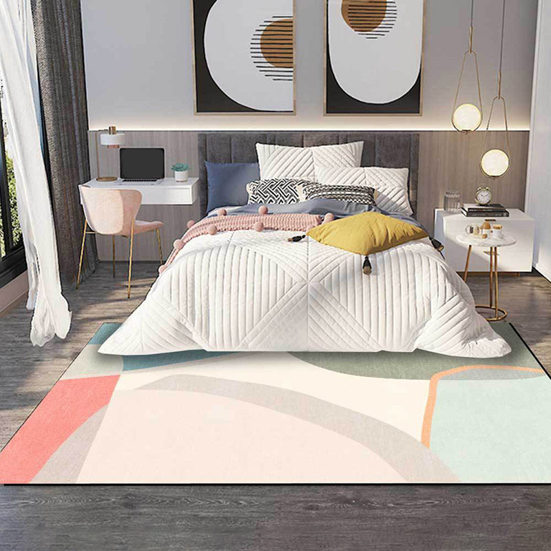 Skorter | Colorful Round Bedroom Carpet Novelty Color Block Pattern Area Rug Polyester Washable Anti-Slip Carpet