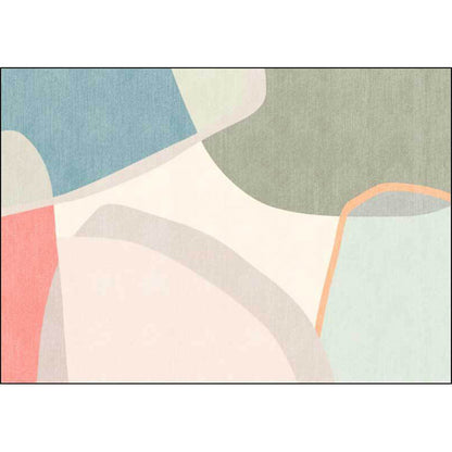 Skorter | Colorful Round Bedroom Carpet Novelty Color Block Pattern Area Rug Polyester Washable Anti-Slip Carpet