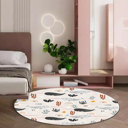 Skorter | Beautiful children's carpet in Ivory Animal Leaf Pattern Rug Polyester Non-Slip Washable Rug for the children's room