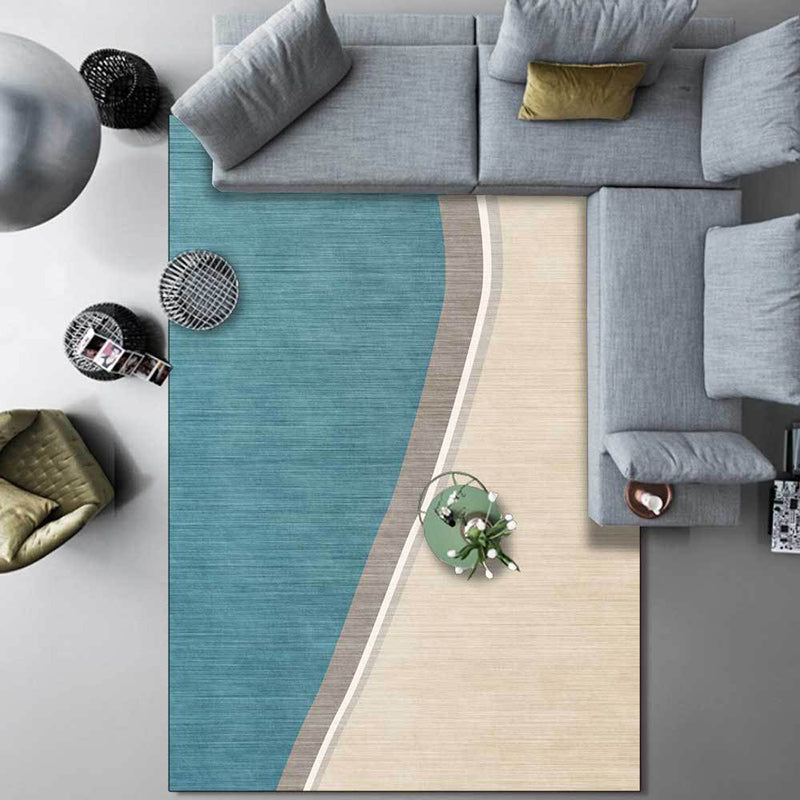 Skorter | Colorful Round Bedroom Carpet Novelty Color Block Pattern Area Rug Polyester Washable Anti-Slip Carpet