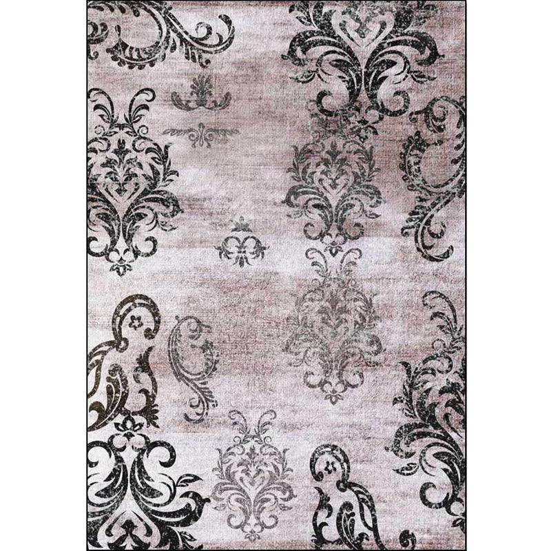 Skorter | Black and pink retro carpet Polyester paisley pattern carpet machine washable non-slip backing carpet for the living room